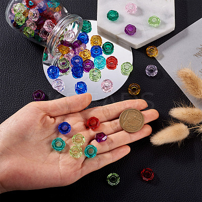 180Pcs 9 Colors Transparent Resin European Beads RPDL-MP0001-02-1