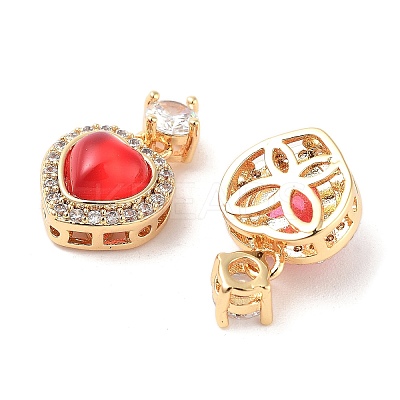 Brass Clear Cubic Zirconia Pendants KK-B102-05G-02-1