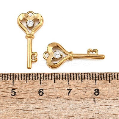 304 Stainless Steel Micro Pave Cubic Zirconia Pendants STAS-A132-02G-1