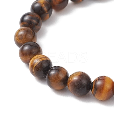 Natural Tiger Eye Stretch Bracelets for Couple BJEW-JB12178-1