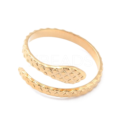 Ion Plating(IP) 304 Stainless Steel Snake Wrap Open Cuff Ring for Women RJEW-L103-27G-1