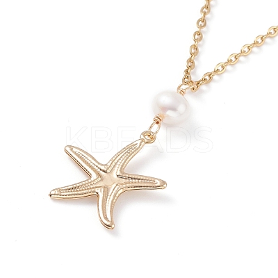 Starfish Pendant Neckelaces for Girl Women NJEW-JN03744-1