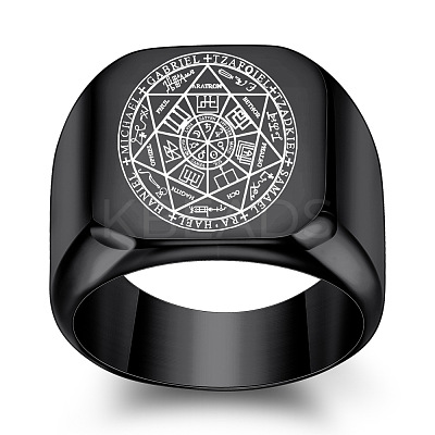 The Seven-Pointed Star Pattern 304 Stainless Steel Finger Rings FS-WGB7142-13-1