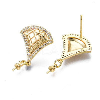 Brass Micro Pave Cubic Zirconia Stud Earring Findings KK-N233-137-1