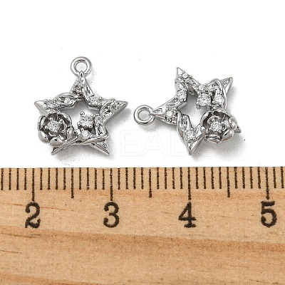 Brass Micro Pave Clear Cubic Zirconia Charms KK-H460-18P-1