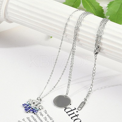 304 Stainless Steel Double Layered Necklaces NJEW-P320-14G-01-1