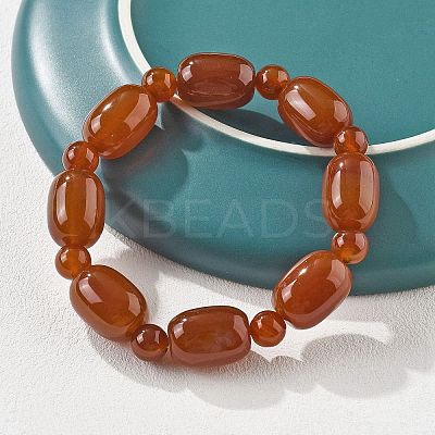 Natural Carnelian Bead Stretch Bracelets G-P570-01G-1
