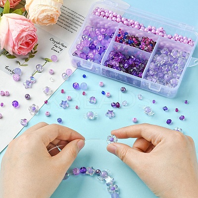 DIY Acrylic & Seed Beaded Stretch Bracelet Making Kit DIY-YW0008-80-1