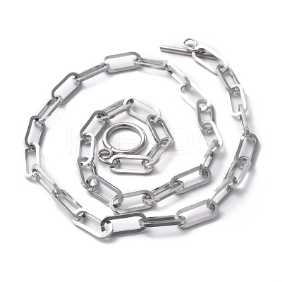 Non-Tarnish 304 Stainless Steel Paperclip Chain Necklaces NJEW-O124-01P-1