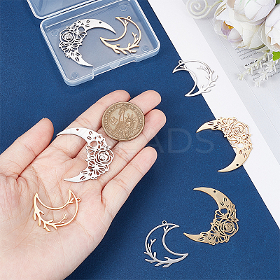8Pcs 4 Style 201 Stainless Steel Pendants STAS-UN0044-22-1