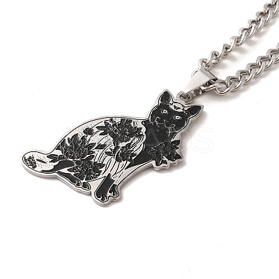 201 Stainless Steel Enamel Pendant Necklaces NJEW-P293-03P-1
