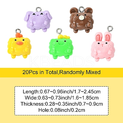 20Pcs Animal Series Opaque Resin Pendants CRES-YW0002-52-1