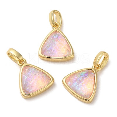 Rack Plating Brass with Synthetic Opal Pendants KK-S370-10G-02-1
