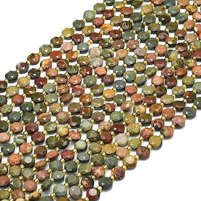 Natural Picasso Stone/Polychrome Jasper Beads Strands G-C116-A84-02-1