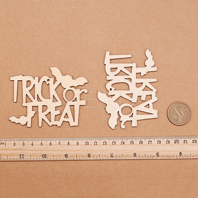 Trick or Treat Halloween Blank Wooden Cutouts Ornaments WOOD-L010-03-1