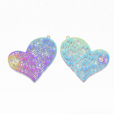 Ion Plating(IP) 201 Stainless Steel Filigree Pendants X-STAS-S108-76-1