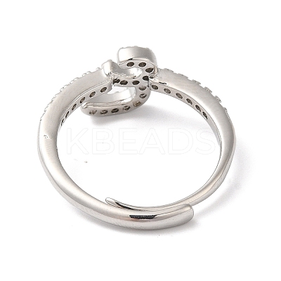 Rack Plating Brass Cubic Zirconia Arabic Letters Adjustable Rings for Women RJEW-S407-10P-16-1