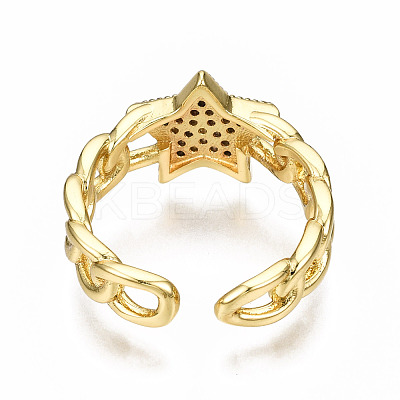 Brass Micro Pave Clear Cubic Zirconia Cuff Rings RJEW-N035-002-NF-1