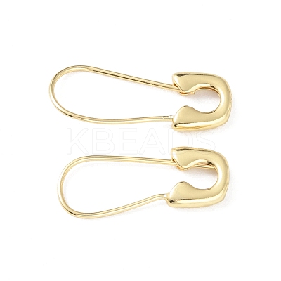Safety Pin Shape Rack Plating Brass Hoop Earrings for Woman EJEW-F310-02G-1