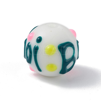 Opaque Painted Glass Beads LS-GLAA-B001-01F-1