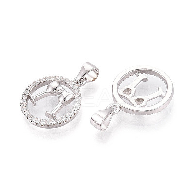 Circle 925 Sterling Silver Micro Pave Clear Cubic Zirconia Pendants STER-T008-84P-1