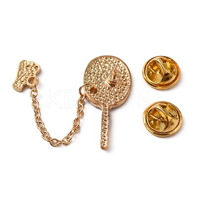 Badminton with Chain Dangle Enamel Pin JEWB-TAC0006-32-1