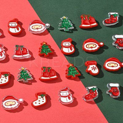 24Pcs 12 Styles Christmas Decorations Theme Opaque Acrylic Bead with Enamel FIND-FS0002-66-1