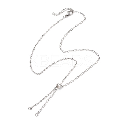 304 Stainless Steel Paperclip Chain Cable Chain Necklace Slider Making AJEW-JB01529-1