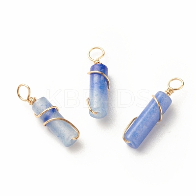 Natural Blue Aventurine Pendants PALLOY-JF01453-01-1