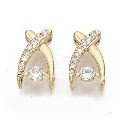 Brass Micro Pave Clear Cubic Zirconia Charms ZIRC-T011-19G-NF-1