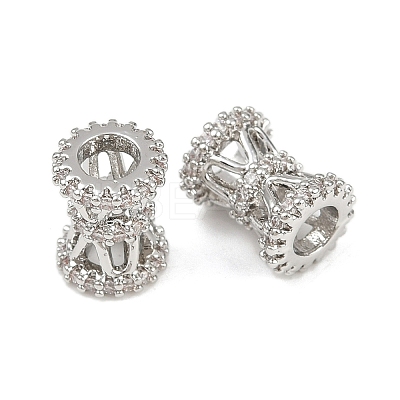 Brass Micro Pave Clear Cubic Zirconia European Beads KK-F906-22P-1