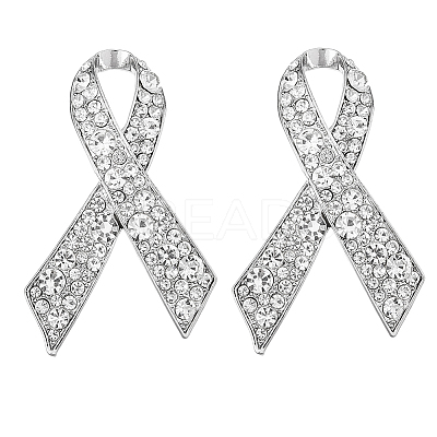 2Pcs Awareness Ribbon Alloy Rhinestone Brooches for for Backpack Clothes JEWB-FH0002-19P-1