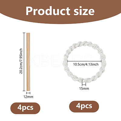 Ring Cotton Cord Curtain Tieback with Wood Stick DIY-WH0899-328-1