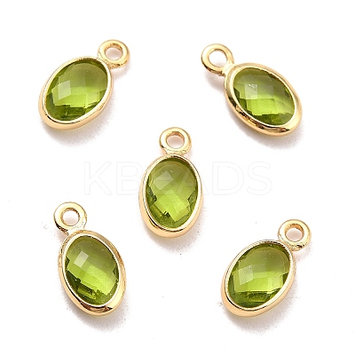 Eco-Friendly Brass with Glass Pendants KK-K268-01V-1