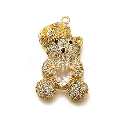Rack Plating Brass Micro Pave Cubic Zirconia Pendants KK-L226-006G-09-1