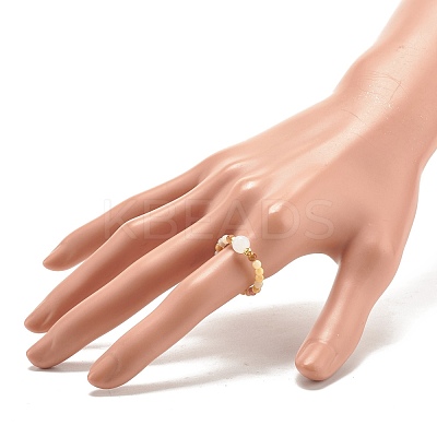 Natural Crazy Agate Round Beaded Stretch Ring with Moonstone RJEW-JR00440-04-1