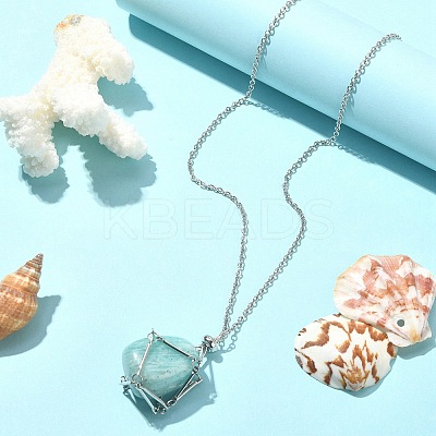 Tarnish Resistant 304 Stainless Steel Braided Macrame Pouch Empty Stone Holder for Pendant Necklace Making X-NJEW-TA00078-1