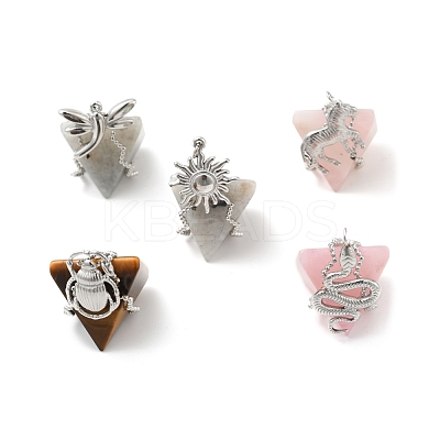 Natural Mixed Gemstone Pendants G-G870-13P-1