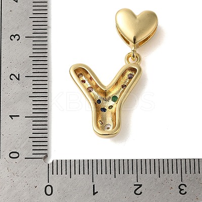Rack Plating Brass Micro Pave Clear Cubic Zirconia Perdants KK-C067-12G-Y-1
