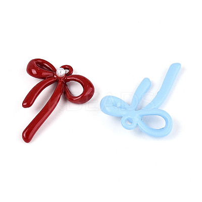 Rack Plating Spray Painted Alloy and ABS Imitation Pearl Pendants PALLOY-T090-44-1