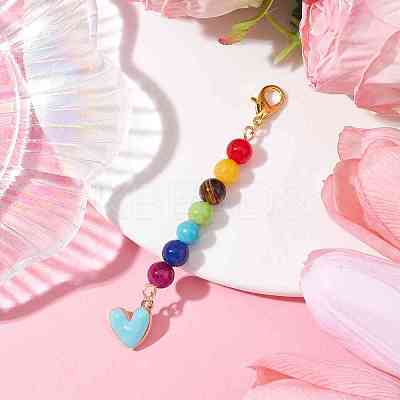 Alloy Enamel Heart Pendant Decorations HJEW-JM01507-05-1