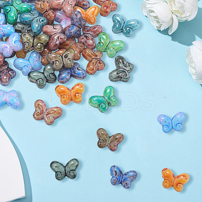 50Pcs Picasso Baking Paint Glass Seed Beads GLAA-PA0001-15-1