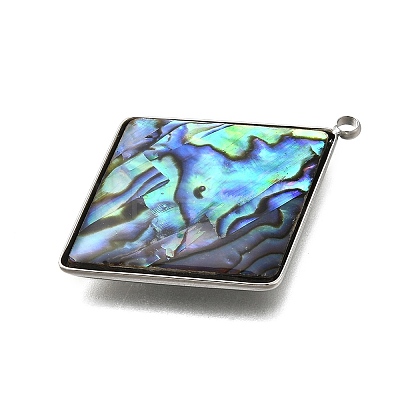 304 Stainless Steel Pave Natural Paua Shell Pendants STAS-Z125-01D-P-1