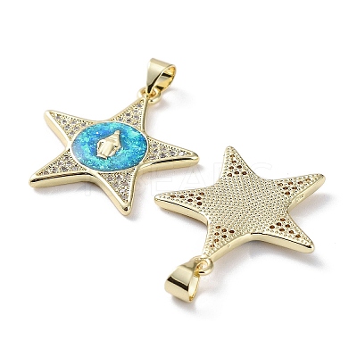 Rack Plating Brass Micro Pave Clear Cubic Zirconia Pendants KK-C041-06J-G-1