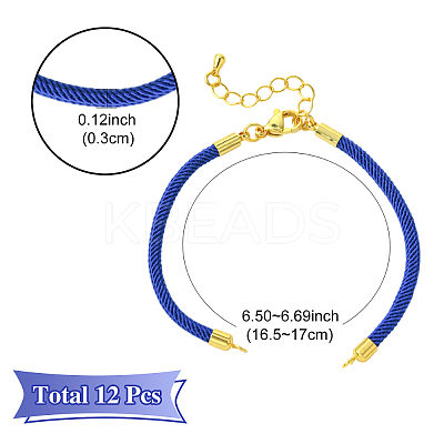 12Pcs 3 Colors Nylon Cords Bracelet Makings Fit for Connector Charms AJEW-YW0001-43A-1