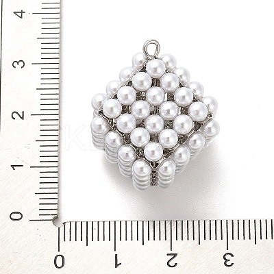 Rack Plating Brass with Plastic Pearl Pendants KK-L210-012P-02-1