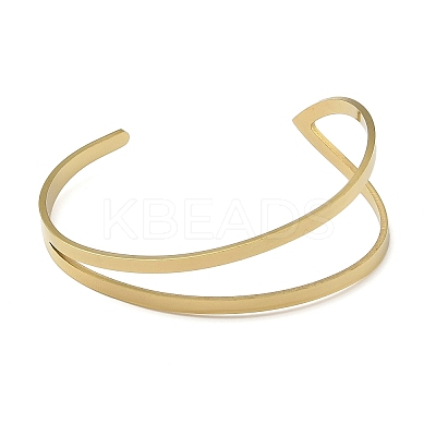 201 Stainless Steel Open Cuff Bangles for Women BJEW-M044-01G-1