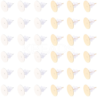 200Pcs 2 Colors 304 Stainless Steel Stud Earring Findings STAS-BBC0009-92D-1