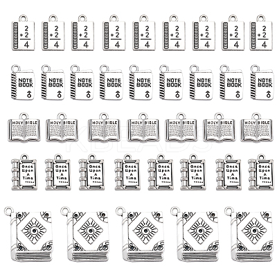 60Pcs 5 Styles Tibetan Style Alloy Pendants for Teachers' Day TIBEP-SC0003-05-1