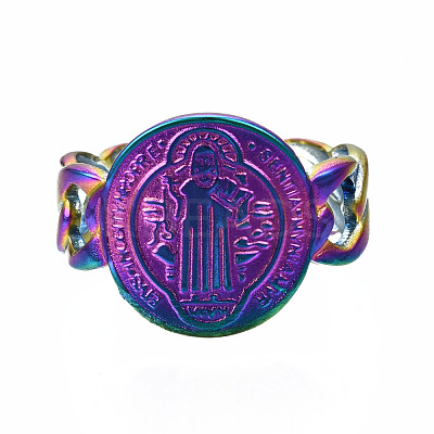 Oval with Jesus Cuff Rings RJEW-N038-013-1